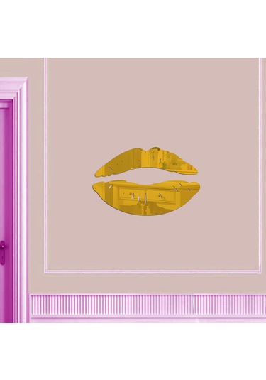 Yifomall 3d Dudak Aynası Duvar Sticker I - Modern Dekorasyon İçin Altın Renk Seçeneği Altın