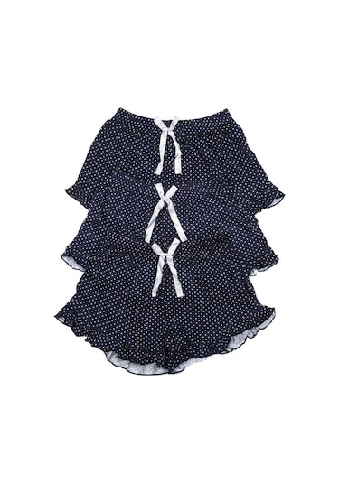 Nicoletta Lacivert Kadın Kısa Şort Üçlü Paket Likralı Fırfırlı Çok Renkli