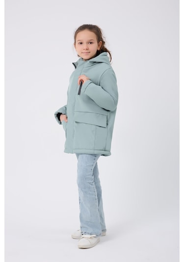 Freemen Kız Çocuk Mint Yeşil Kürklü Su Ve Rüzgar Geçirmez Kapüşonlu 3 Kışlık Mont Mint Yeşil Mint