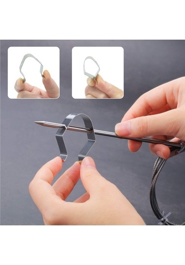 Pazly 304 Paslanmaz Çelik Mangal Termometre Tutucu, 4 Adet, A Tipi Tasarım, Tek Delikli