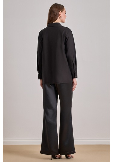 Basen Altı Siyah Poplin Gömlek Siyah