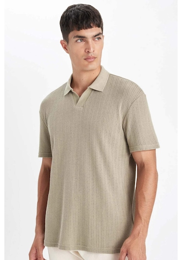 DeFacto Regular Fit Kısa Kollu Dokulu Triko Polo Tişört D4810AX24SMKH96