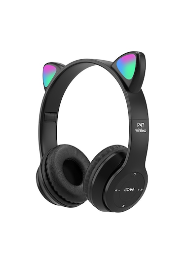 P47m Cat Ear Çocuk Baş-kulak Bluetooth Kulaklık-siyah