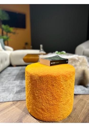Dolce Puf Peluş Kumaş Silindir Dekoratif Pufidik Puf Bench Turuncu