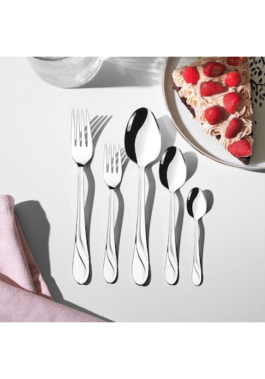 Nehir Safir Sade 6 Kişilik 30 Parça Çatal Kaşık Takımı Gümüş