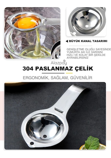 Alazpay 304 Paslanmaz Çelik Yumurta Akı Ayırıcı Süzgeç