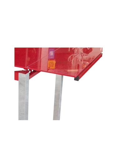 Masa CAM LAZER YPIŞTIRMA Metal transmisyon Çelik nikelaj ayak Kırmızı TEMPER Cam Kutu sevk El Yapım