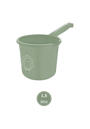 2 Li Bebek Banyo Su Kovası Ve Maşrapası Seti, Saplı Oluklu Kova 13lt Ve Maşrapa 1,5lt Set Yeşil Yeşil