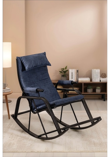 Sallanan Sandalye, Metal Ayaklı Tv Koltuğu, Sallanır Dinlenme Koltuğu, Demonte Sallanan Berjer Lacivert