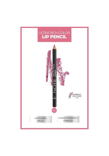 Note Cosmetique Ultra Rich Color Lip Pencil Dudak Kalemi 04 Fuchsia - Pembe