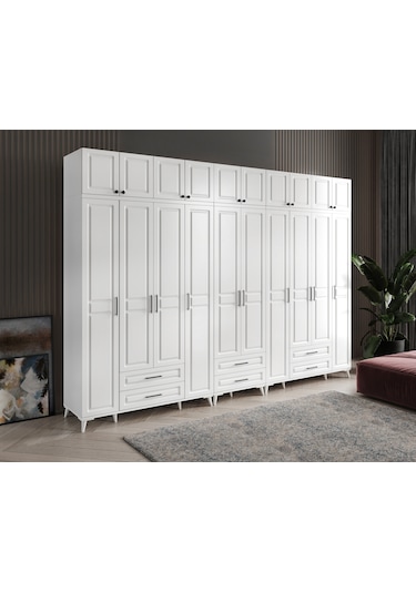 Gözde 10 Kapaklı Yüklüklü Komple Mdf Gardırop