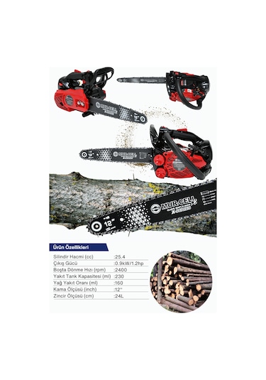 Hrc2510 Benzinli Testere Hızar Motoru Ağaç Odum Dal Budama Kesme Testeresi 25cc