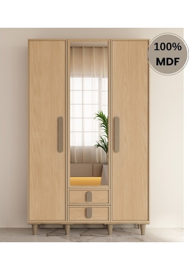 Karanfil 3 Kapak Mdf Ayaklı Tasarım Gardırop Rota