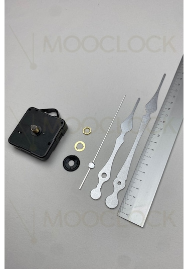 Saat Mekanizması, Akar Sessiz Duvar Saati Mekanizması, 14 Mm Şaft Askılı Gümüş