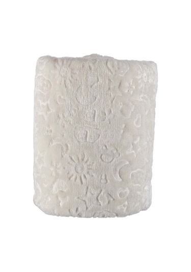 Beyaz Bebek Çocuk Battaniyesi Kabartmalı Yumuşak İnce Mevsimlik 90 x 110 CM Örtü Beyaz
