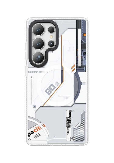 Galaxy Uyumlu S25 Ultra Kılıf Magsafe Şarj Özellikli Benks Dynamic Mecha Serisi Kapak Beyaz