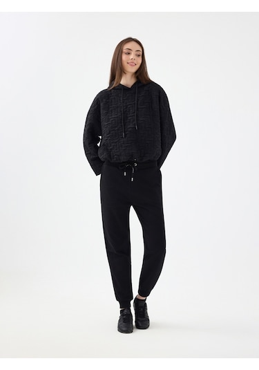 Crop Kadın Sweatshirt Siyah