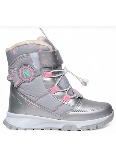 Kız Çocuk Sıcak Tutan Ortopedik Bot Gümüş - Pembe