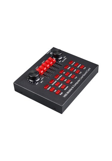 Geeksen V8s Dışarıdaki Ses Kartı, Canlı Yayın Ve Mikser Fonksiyonu, 6 Ses Modu, 12 Efekt, 1200mah Pil, Siyah