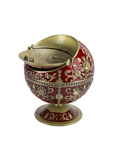 Moveevo Vintage Zinc Alloy Kuş Reliefli Ev Hotel Dekorasyonu Multifonksiyonel Kapaçklı Toprak Küresi Sigara Tepsisi