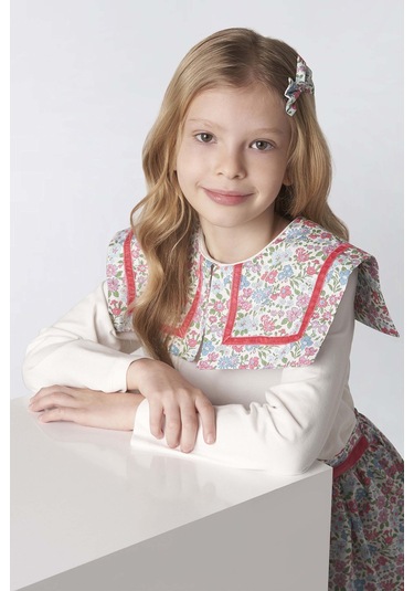 Panço Yaka Detaylı Ekru Kız Çocuk Sweatshirt 5621gk05001 Ekru