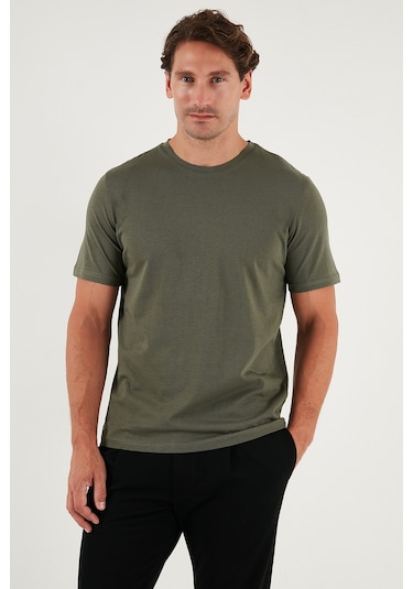 Buratti Pamuklu Regular Fit Bisiklet Yaka Erkek T Shirt 59020204 Haki