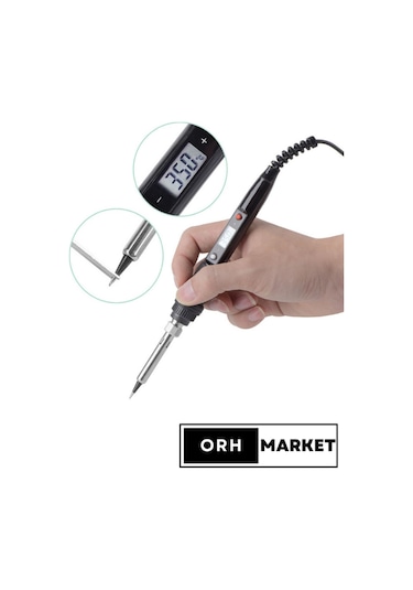 80W Dijital LCD Sıcaklık Ayarlı Lehim Havya – Seramik Rezistörlü, Yüksek Performanslı Kalem Tipi