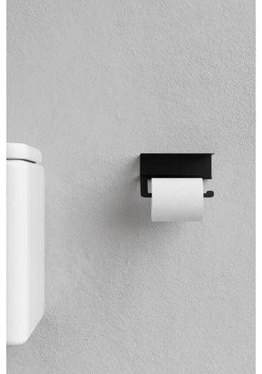 Paslanmaz Çelik Siyah Tuvalet Kağıtlığı-raflı/ Yapışkanlı Sistem