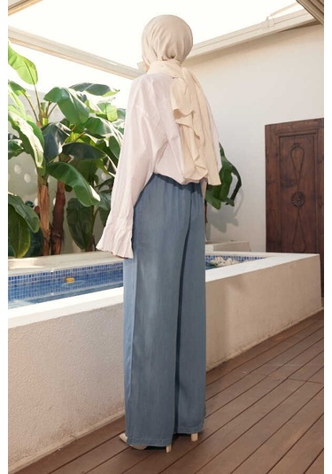 Neways 1105-denim Battal Lastikli Pantolon Mavi Çok Renkli
