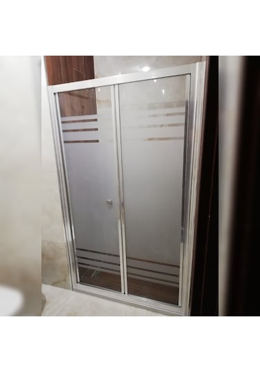 40 Desen Patentli Katlanır Cam Duşakabin İki Duvar Arası Duşakabi Gri