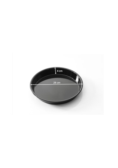 Siyah Parlak Emaye Yuvarlak Fırın Tepsisi 28 Cm Siyah