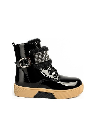 Günlük Kız Çocuk Rugan Bot Fermuarlı Lastik Bağcıklı Kürk Ve Taş Detaylı Kaymaz Taban Bootie 391 Siyah-rugan Günlük Kız Çocuk Rugan Bot Fermuarlı Lastik Bağcıklı Kürk Ve Taş Detaylı Kaymaz Taban Bootie 391 Siyah-rugan