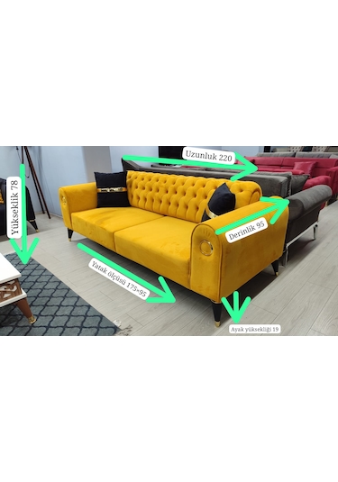 İdeal Üçlü Koltuk Sarı