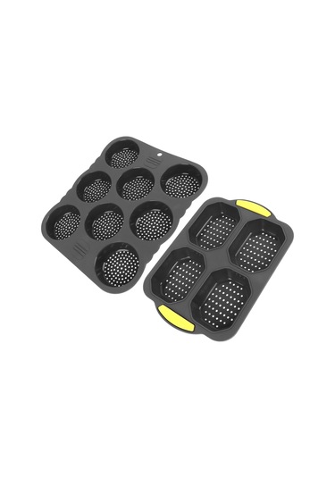 Shineyee Silikon Fırın Kalıbı Seti: 4 Lü Baguette Ve 8 Lü Hamburger Formu - Isı Dayanıklı, Kuru Dış Yumuşak İç, Kolay Temizleme Diğer