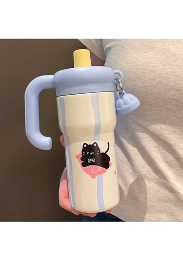 Didadodo Ofis Mavi Kedi Hasır Bardak Büyük Boy Buzluklu Xk Mavi Mavi Mavi