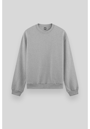Standart Fit Basic O Yaka 2li Paket Siyah-gri Melanj Erkek Sweatshirt - 88053 Siyah - Gri