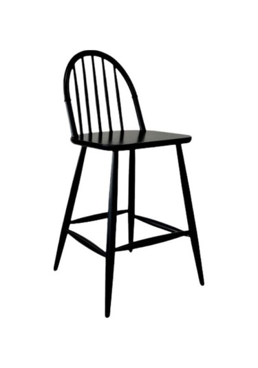 Rustica Ahşap Bar Sandalyesi Siyah