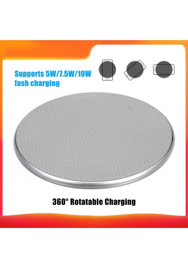 Konesam Alüminyum Alyuminyum 3d Yüzlü Ufo Şekilli Kablosuz Şarj Cihazı 5/7.5/10w Hızlı Şarj, Gri+gümüş, Kablosu+kılavuzu+çanta