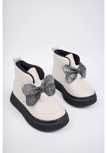 Muggo Nixie Garantili Kaymaz Taban Rahat Kalıp Cırtlı Ve Fiyonklu Çocuk Kışlık Bot Krem