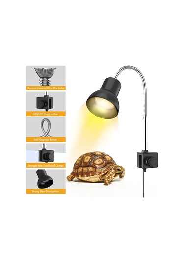 Xindoker Kaplumbağa Ve Sürüngenler İçin 25w Uvb Uva Isıtma Lambası - Dönebilir Klipsli Avize İle