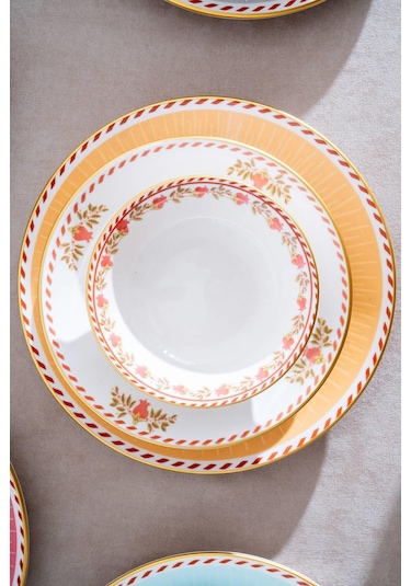 Mia 6 Kişilik 30 Parça Porselen Yemek Takımı Renkli