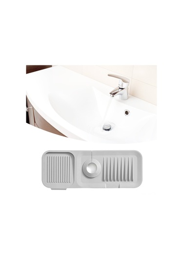 Shineyee Silikon Lavabo Koruyucu Mat - Su Sızıntısı Önleyici, Islaklığı Emici, Mutfak Lavabo Altyapısı - Koyu Gri Koyu Gri