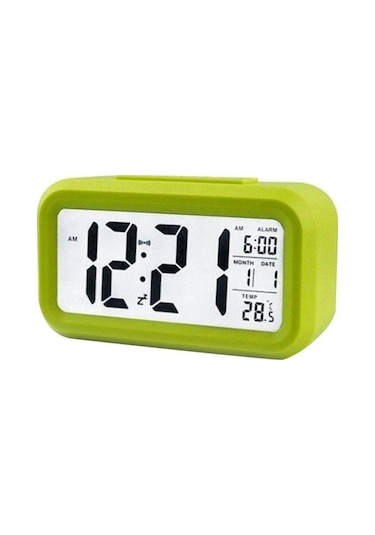 Lcd Işıklı Sensörlü Termometreli Alarmlı Dijital Masa Saati + Pil (253622563)