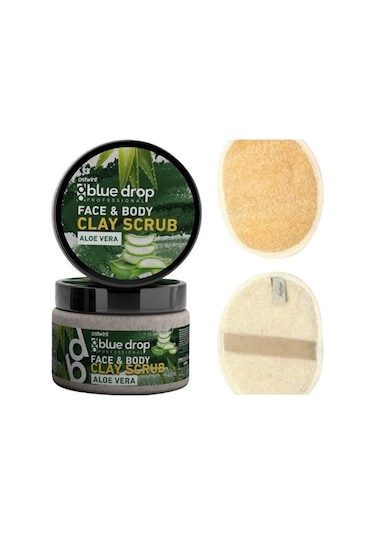 Ostwint Blue Drop Aloe Vera Özlü Killi Yüz ve Vücut Peeling 480 ML + La Perla Kabak Yüz ve Vücut Pedi