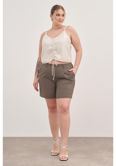 İp Askılı Önü Büzgülü Top-1800 Bej