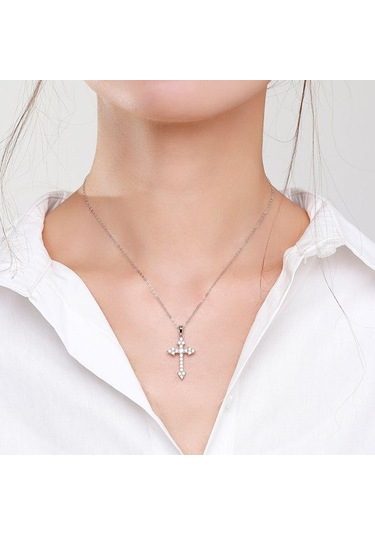 Tancise 925 Ayar Gümüş Haç Kolye Kadın Japonya ve Güney Kore Tam Kolye Boyun Zinciri Kişilik Ins Süs Klavikula Zinciri Nesil.
