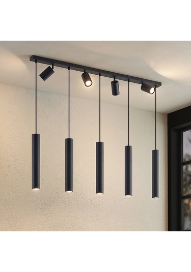 Archio Beşli Spot Ledli Sıralı Sarkıt Avize Çok Renkli