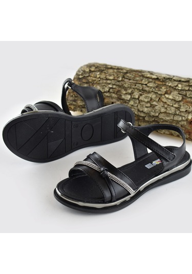 667e Ortopedik Taban Kız Çocuk Sandalet Terlik Düğün Abiye Gündelik Vetta Siyah