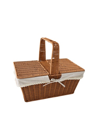 Homyl Taklit Rattan Piknik Sepeti Dokuma Meyve Stil B