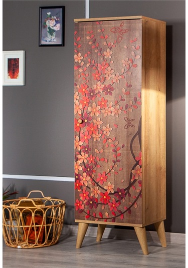 Bingo Red / 8 Raflı Çok Amaçlı Mutfak Dolabı Banyo Dolabı Çok Amaçlı Dolap